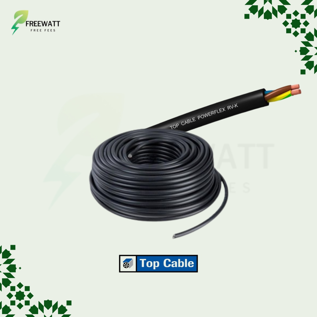 Câble de puissance RV-K souple 3 conducteurs pour installation solaire et industrielle au Maroc.